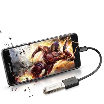  Przejściówka adapter micro USB (męski) - USB-A (żeński) OTG płaski 0.15m - czarny - zdj. dodatkowe 3