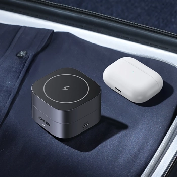  3w1 Ładowarka indukcyjna MagSafe Qi na telefon słuchawki z portem USB-C - czarna - zdj. dodatkowe 1