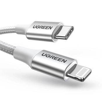  Kabel przewód USB-C - iPhone Lightning MFi 1m - srebrny - zdj. dodatkowe 1