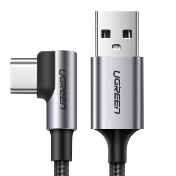 Kabel przewód kątowy USB-A - USB-C 3A 3m - szary