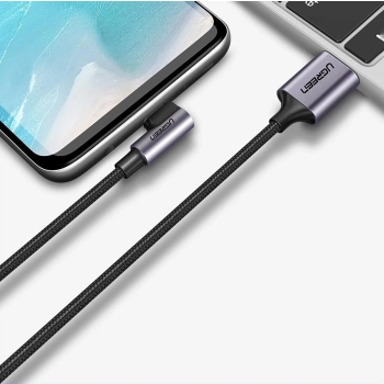  Kabel przewód kątowy USB-A - USB-C 3A 3m - szary - zdj. dodatkowe 4