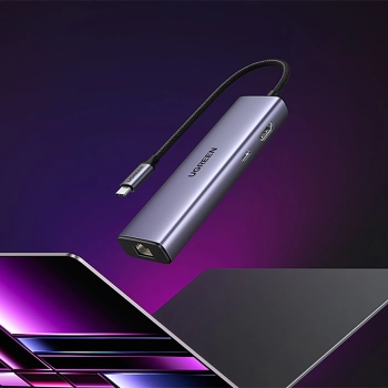  6w1 HUB adapter USB-C - 3x USB-A 3.0 / HDMI / RJ45 / USB-C PD - szary - zdj. dodatkowe 4