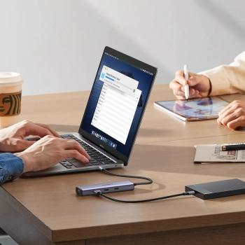  6w1 HUB adapter USB-C - 3x USB-A 3.0 / HDMI / RJ45 / USB-C PD - szary - zdj. dodatkowe 6