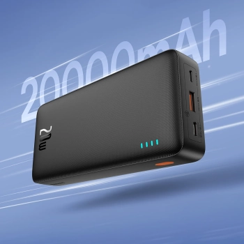  Powerbank 20000mAh Airpow 20W z kablem USB-A - USB-C 50cm - czarny - zdj. dodatkowe 10