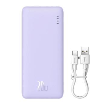 Powerbank 20000mAh Airpow Fast Charge 20W z kablem USB USB-C 50cm - fioletowy