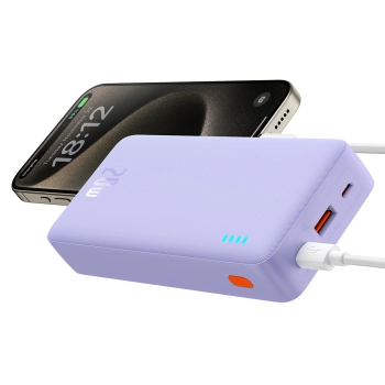  Powerbank 20000mAh Airpow Fast Charge 20W z kablem USB USB-C 50cm - fioletowy - zdj. dodatkowe 2
