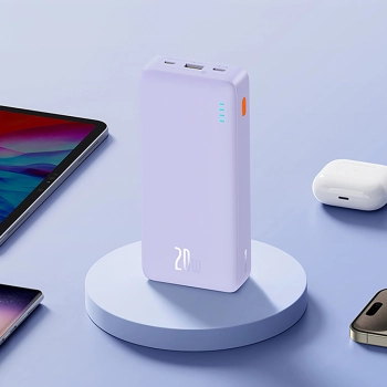  Powerbank 20000mAh Airpow Fast Charge 20W z kablem USB USB-C 50cm - fioletowy - zdj. dodatkowe 6