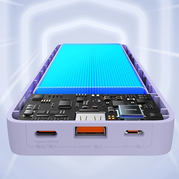  Powerbank 20000mAh Airpow Fast Charge 20W z kablem USB USB-C 50cm - fioletowy - zdj. dodatkowe 7