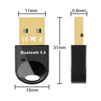  Mini adapter odbiornik nadajnik Bluetooth 5.4 USB-A do komputera - czarny - zdj. dodatkowe 2