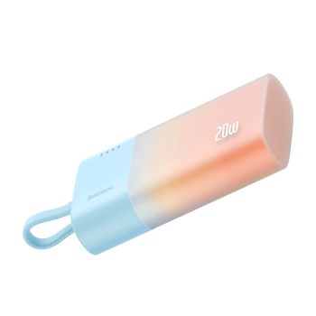 Powerbank Popsicle 5200mAh 20W z kablem Lightning 60W/20V/3A/30cm - niebiesko-pomarańczowy - zdj. dodatkowe 1
