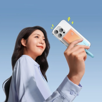  Powerbank Popsicle 5200mAh 20W z kablem Lightning 60W/20V/3A/30cm - niebiesko-pomarańczowy - zdj. dodatkowe 7