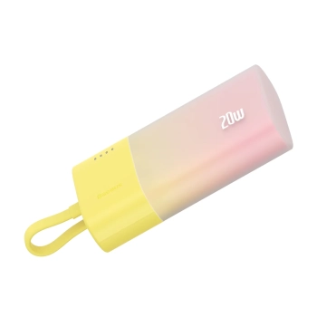  Powerbank Popsicle 5200mAh 20W z kablem Lightning 60W/20V/3A/30cm - zółto-różowy - zdj. dodatkowe 5