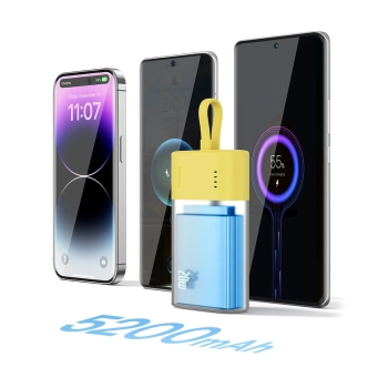  Powerbank Popsicle 5200mAh 20W z kablem Lightning 60W/20V/3A/30cm - zółto-różowy - zdj. dodatkowe 8