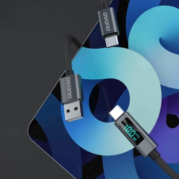  Kabel przewód L7C USB-A - USB-C 100W z wyświetlaczem LED 1m - czarny - zdj. dodatkowe 3