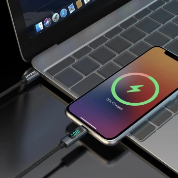  Kabel przewód L7C USB-A - USB-C 100W z wyświetlaczem LED 1m - czarny - zdj. dodatkowe 4