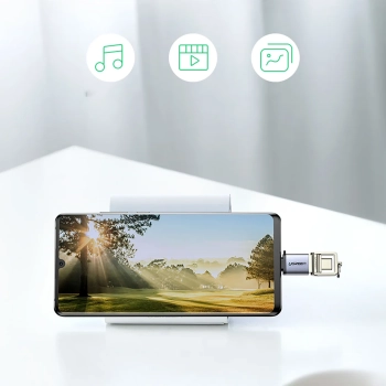  Adapter przejściówka USB-C (męski) - USB-A 3.0 (żeński) ze smyczą - szary - zdj. dodatkowe 2