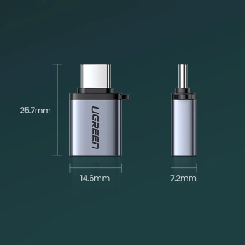  Adapter przejściówka USB-C (męski) - USB-A 3.0 (żeński) ze smyczą - szary - zdj. dodatkowe 7