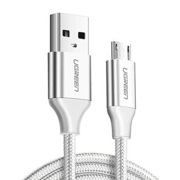 Kabel przewód w oplocie USB-A - microUSB 2.4A 2m - biały
