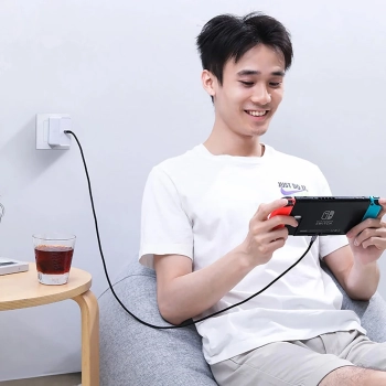  Kabel przewód w opocie USB-C - USB-C PD QC FCP 100W 5A 480Mb/s 1.5m - szary - zdj. dodatkowe 4