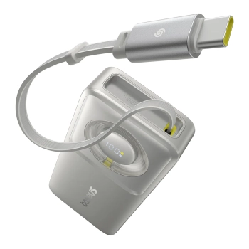  Powerbank Free2Pull 10000mAh 30W z portem USB-C i rozwijanym kablem USB-C - szary - zdj. dodatkowe 1