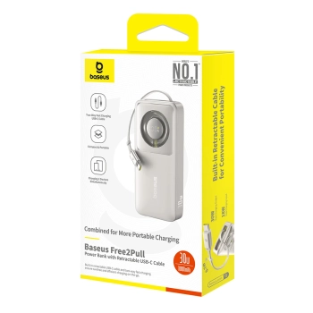  Powerbank Free2Pull 10000mAh 30W z portem USB-C i rozwijanym kablem USB-C - szary - zdj. dodatkowe 3