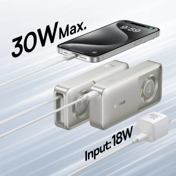  Powerbank Free2Pull 10000mAh 30W z portem USB-C i rozwijanym kablem USB-C - szary - zdj. dodatkowe 6