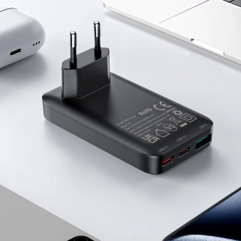  Ładowarka sieciowa płaska 65W GaN 2 USB-C USB-A ultra cienka - czarna - zdj. dodatkowe 9