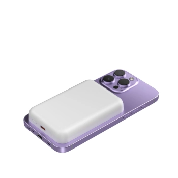  Powerbank magnetyczny 10000 mAh z kablem USB-C 25 cm - biały - zdj. dodatkowe 2