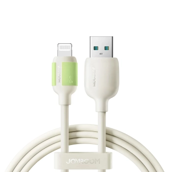 Kabel przewód USB-A - iPhone Lightning z fluorescencyjną końcówką 1.2m - beżowy