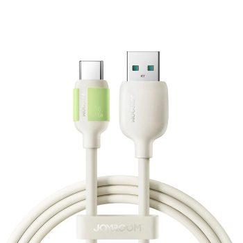 Kabel przewód USB-A - USB-C z fluorescencyjną końcówką 1.2m - beżowy