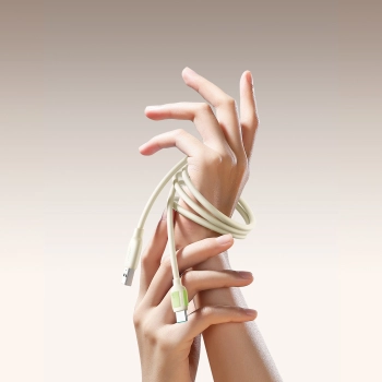  Kabel przewód USB-A - USB-C z fluorescencyjną końcówką 1.2m - beżowy - zdj. dodatkowe 3