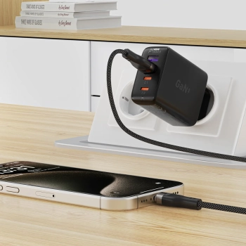  Kabel przewód USB-A - USB-C 3A z magnetycznym organizerem 1.2m - czarny - zdj. dodatkowe 6