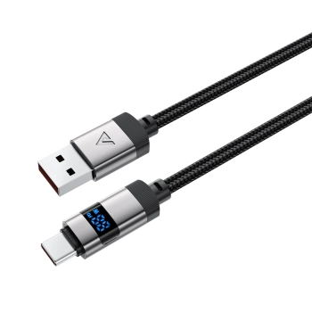  Kabel przewód USB-A - USB-C z wyświetlaczem 480Mb/s 66W 1.2m - czarny - zdj. dodatkowe 1