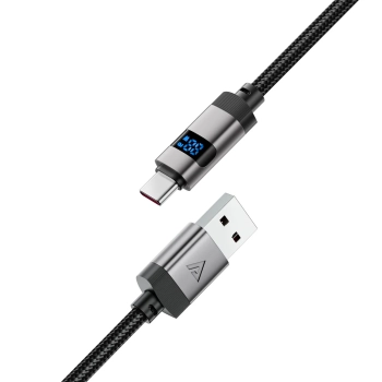  Kabel przewód USB-A - USB-C z wyświetlaczem 480Mb/s 66W 1.2m - czarny - zdj. dodatkowe 3
