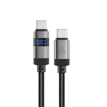 Kabel przewód USB-C - USB-C z wyświetlaczem 480Mb/s 66W 1.2m - czarny