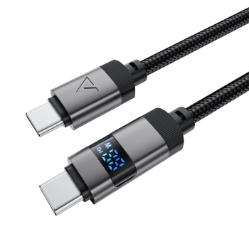 Kabel przewód USB-C - USB-C z wyświetlaczem 480Mb/s 66W 1.2m - czarny - zdj. dodatkowe 1