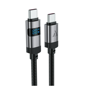  Kabel przewód USB-C - USB-C z wyświetlaczem 480Mb/s 66W 1.2m - czarny - zdj. dodatkowe 2