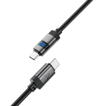  Kabel przewód USB-C - USB-C z wyświetlaczem 480Mb/s 66W 1.2m - czarny - zdj. dodatkowe 3