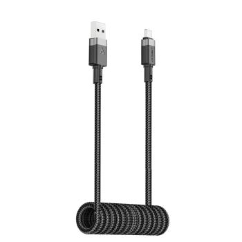  Kabel przewód spiralny USB-A - USB-C 480Mb/s 3A 1.2m - czarny - zdj. dodatkowe 1