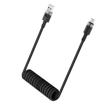  Kabel przewód spiralny USB-A - USB-C 480Mb/s 3A 1.2m - czarny - zdj. dodatkowe 3