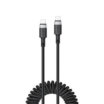 Kabel przewód spiralny USB-C - USB-C 480Mb/s 3A 1.2m - czarny
