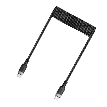  Kabel przewód spiralny USB-C - USB-C 480Mb/s 3A 1.2m - czarny - zdj. dodatkowe 1