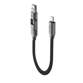  Kabel przewód USB-C - USB-A / USB-C 480Mb/s 3A 0.2m - czarny - zdj. dodatkowe 4