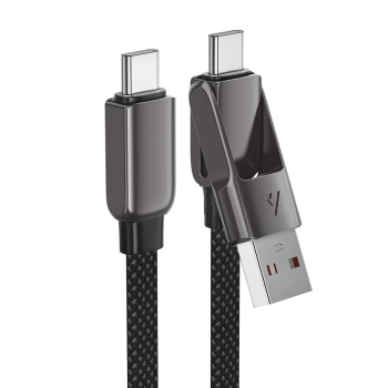  Kabel przewód USB-C - USB-A / USB-C 480Mb/s 3A 1.2m - czarny - zdj. dodatkowe 3