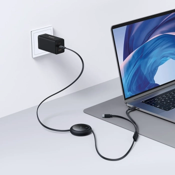  Kabel przewód zwijany USB-C - 2 x USB-C Bright Mirror Series 100W 1m - czarny - zdj. dodatkowe 7