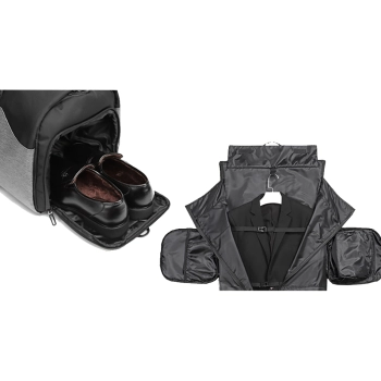  Torba podróżna Premium na garnitur i obuwie z kieszenią na mokre rzeczy 50l - czarna - zdj. dodatkowe 5