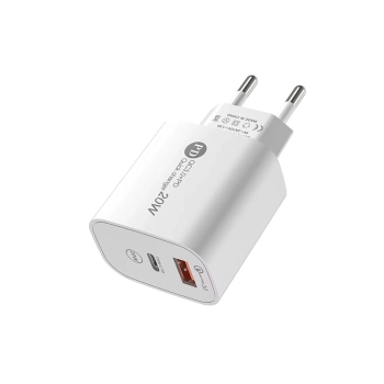  Ładowarka sieciowa 20W USB-A USB-C z kablem USB-C - iPhone Lightning 1m - biała - zdj. dodatkowe 1