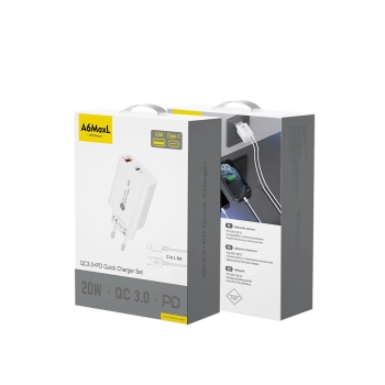  Ładowarka sieciowa 20W USB-A USB-C z kablem USB-C - iPhone Lightning 1m - biała - zdj. dodatkowe 2