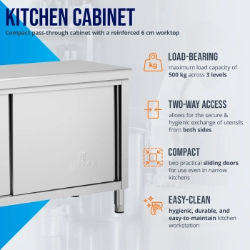  Stół blat roboczy centralny z szafką przelotową STAL 160 x 60 cm - zdj. dodatkowe 3