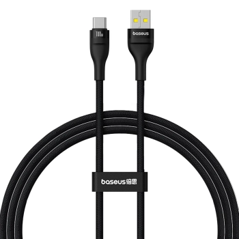 Kabel przewód wytrzymały Flash 2 USB-A - USB-C 100W 1m - czarny
